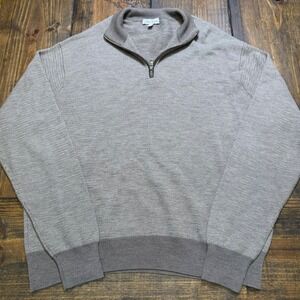 Peter Millar 100% Merino Wool Quarter Zip Sweater Mens XXL Taupe Textured Knit